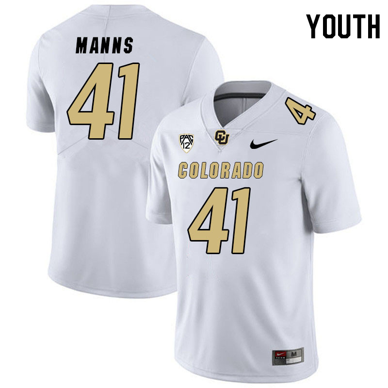 Youth #41 Khairi Manns Colorado Buffaloes College Football Jerseys Stitched Sale-White